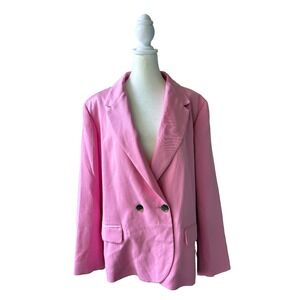 J.Crew Pink Double Breasted Blazer Jacket TENCEL Lyocell Lined Women 20 Workwear